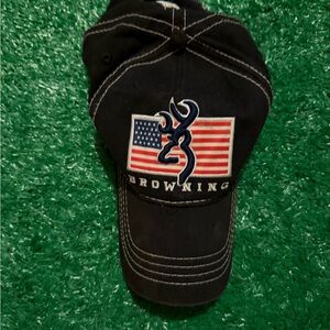 Browning Black Cap with American Flag and Blue Logo